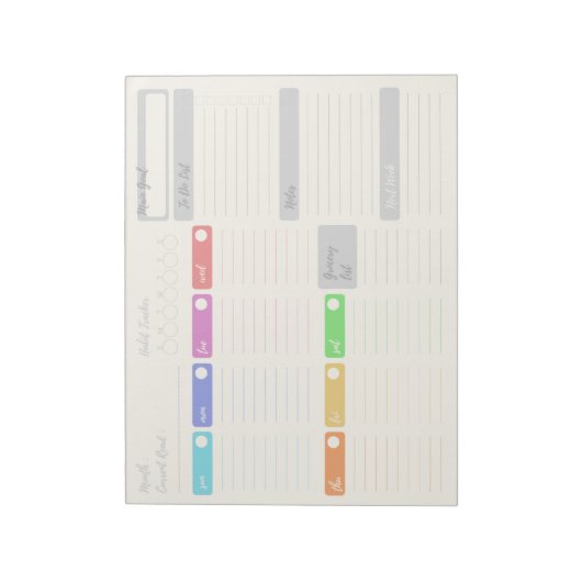 Helles, farbiges Wochenplaner Notepad Notizblock (Rotiert)