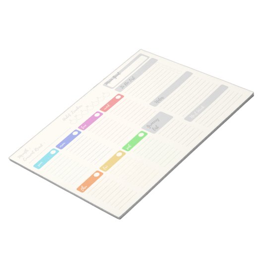 Helles, farbiges Wochenplaner Notepad Notizblock (angewinkelt)