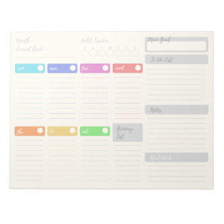 Helles, farbiges Wochenplaner Notepad Notizblock
