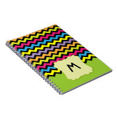 Helles farbiges Zickzack Muster u. Monogramm Notizblock (Rechte Seite)