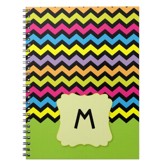 Helles farbiges Zickzack Muster u. Monogramm Notizblock (Vorderseite)