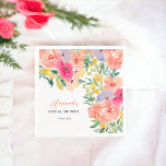 Helles, feines bohansardenes Brautparty Serviette<br><div class="desc">Helle,  fette Bohengarten Blumenserien Brautparty Servietten,  mit handgemalten pfirsichfarbenen Rose,  roten Blume Aquarell,  grüne Eukalyptus und Grünpflanzen und andere niedliche hübsche GartenBlume mit einem modernen Skript-Schriftart Pinsel. Ein Ausbruch von kühnen Farben und hübschen Blüten!</div>