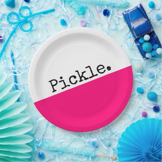 Helles, feines rosa Farbblock Niedlich Pickleball Pappteller (Party)