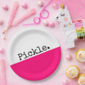 Helles, feines rosa Farbblock Niedlich Pickleball Pappteller (Party)