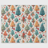 Helles festliches Papier mit Weihnachtsbäumen Geschenkpapier (Flach)