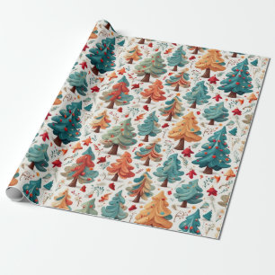 Helles festliches Papier mit Weihnachtsbäumen Geschenkpapier