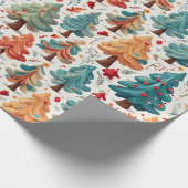Helles festliches Papier mit Weihnachtsbäumen Geschenkpapier (Ecke)