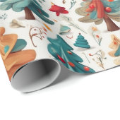 Helles festliches Papier mit Weihnachtsbäumen Geschenkpapier (Rolleneckpunkt)
