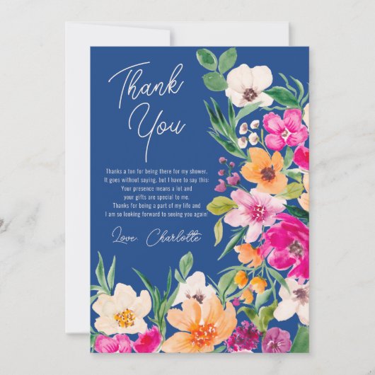 Helles, fett formatiertes Brautparty von Blume Dankeskarte (Vorderseite)