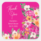 Helles, fett formatiertes Brautparty von Blume Quadratischer Aufkleber (Vorderseite)