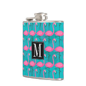 Helles Flamingo-Muster | addieren Ihre Initiale Flachmann (Links)