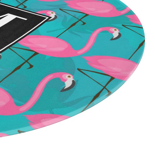 Helles Flamingo-Muster | addieren Ihre Initiale Schneidebrett (Ecke)