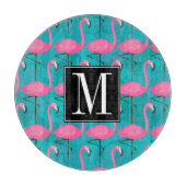 Helles Flamingo-Muster | addieren Ihre Initiale Schneidebrett (Vorderseite)