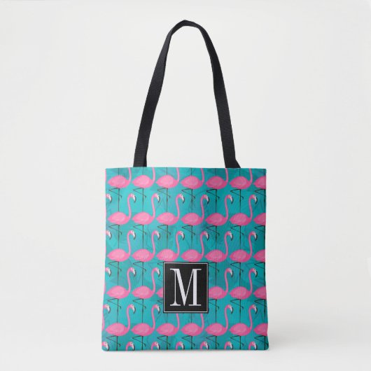 Helles Flamingo-Muster | addieren Ihre Initiale Tasche (Vorderseite)