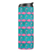 Helles Flamingo-Muster | addieren Ihre Initiale Thermosbecher (Nach links gedreht)