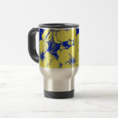 Helles floral Yellow Blue Motif Reisebecher (Vorderseite Links)