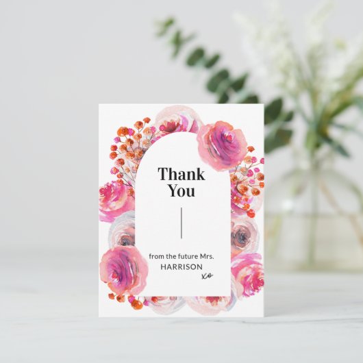 Helles florales Brautparty Danke Karte (Stehend Vorderseite)