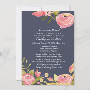 Helles, florales Pink & Navy Baby, Bridal oder Geb Einladung