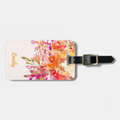 Helles florales romantisches Individuelle Name Gepäckanhänger (Vorderseite horizontal)