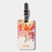 Helles florales romantisches Individuelle Name Gepäckanhänger (Vorderseite vertikal)
