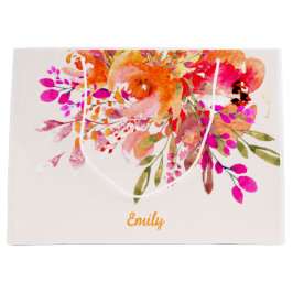 Helles florales romantisches Individuelle Name Große Geschenktüte