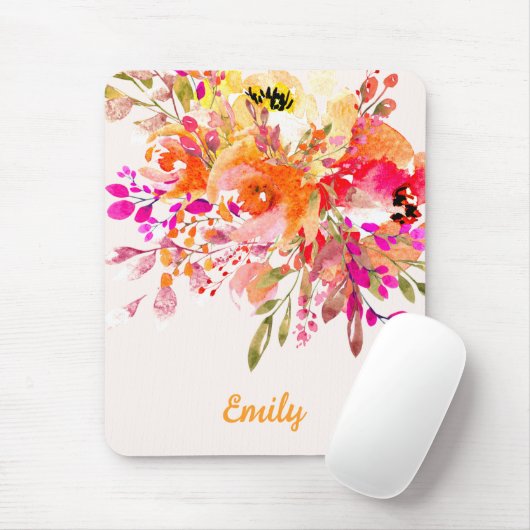 Helles florales romantisches Individuelle Name Mousepad (Mit Mouse)