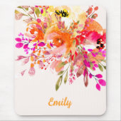 Helles florales romantisches Individuelle Name Mousepad (Vorne)