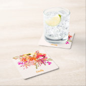 Helles florales romantisches Individuelle Name Rechteckiger Pappuntersetzer (Vor Ort)