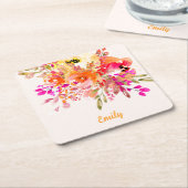 Helles florales romantisches Individuelle Name Rechteckiger Pappuntersetzer (angewinkelt)