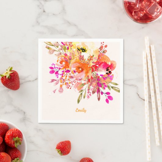 Helles florales romantisches Individuelle Name Serviette (Beispiel)