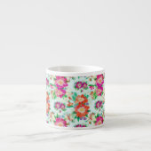 Helles, florales Vintage-Muster Espressotasse (Vorderseite)