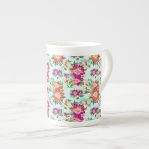 Helles florales Vintage-Muster Porzellantasse