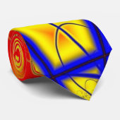 Helles Fraktal-rotes orange Gelb und Blau Krawatte (Gerollt)