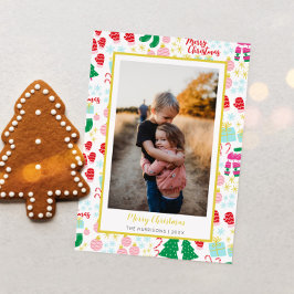 Helles Frohes Weihnachts-Pattern-Foto Feiertagskarte