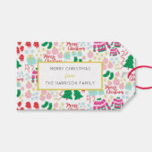 Helles Frohes Weihnachtsmuster Geschenkanhänger (Vorderseite (Horizontal))