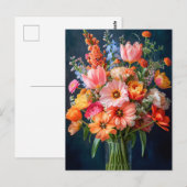 Helles Frühlingsbouquet in Glasvase Postkarte (Vorne/Hinten)