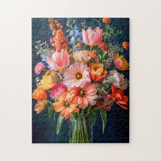 Helles Frühlingsbouquet in Glasvase Puzzle (Vertikal)