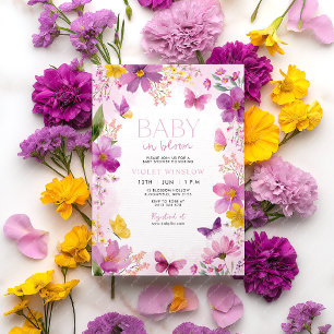 Helles Fuchsia Floral Baby Shower Baby in Bloom Einladung