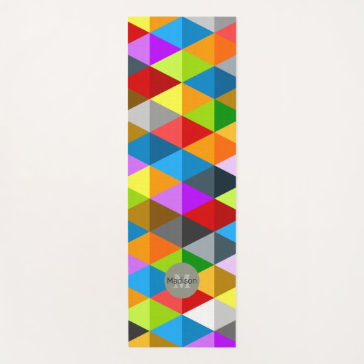 Helles, funkelndes, farbiges Dreiecksmuster Monogr Yogamatte (Vorderseite)