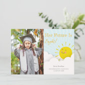 Helles Future Sunshine Abschluss Foto Einladung (Stehend Vorderseite)