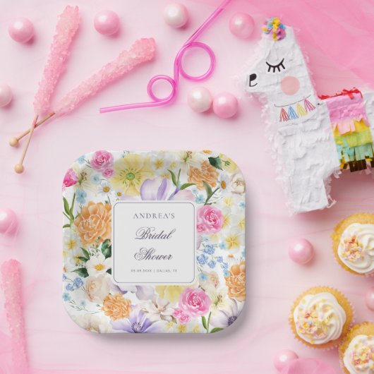 Helles Garden Frühlingsblumen Sommer Brautparty Pappteller (Party)