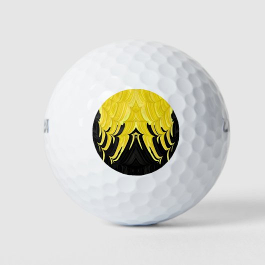 Helles Gelb FLAMES gemusterter Golfball - einzigar (Vorderseite)