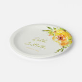 Helles Gelb Grün Lebendige Sommer Blumen Hochzeit Pappteller (Schrägansicht)