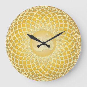 Helles Gelb-OM-Symbol Große Wanduhr