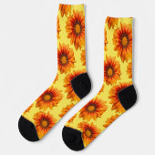 Helles Gelb-Orange-Verlaufs-Blumen-Ausschnitt Socken (Linkes Detail)