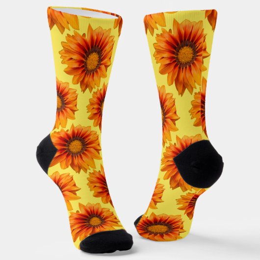 Helles Gelb-Orange-Verlaufs-Blumen-Ausschnitt Socken (Gewinkelt)