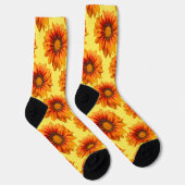 Helles Gelb-Orange-Verlaufs-Blumen-Ausschnitt Socken (Rechts)