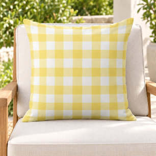 Helles Gelb-Weiß-Gingham-Karo-Kontrollmuster Kissen