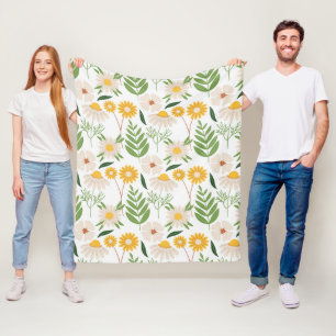 Helles gelbes Blumenmuster-Fleece (3 Größen) Fleecedecke
