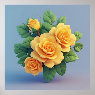 Helles gelbes Rosenbouquet Poster